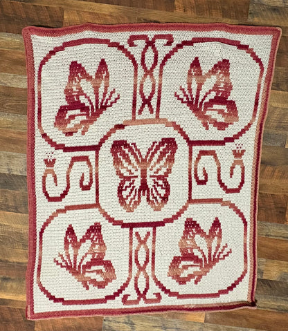 Butterfly Filigree Overlay Mosaic Blanket Pattern