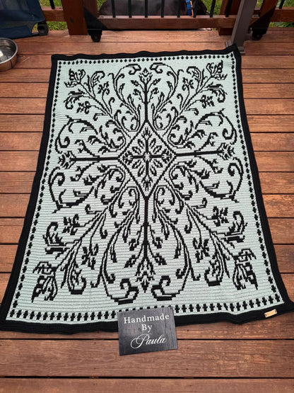 Antique Scrollwork Overlay Mosaic Crochet Blanket Pattern